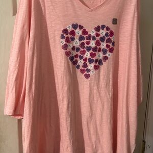 Catherines Pink and Purple Heart Long Sleeve Tee